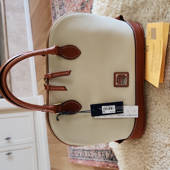 NWT Dooney & Bourke Ivory Zip Zip Pebbled Leather Satchel π€π€π - Picture 15 of 16